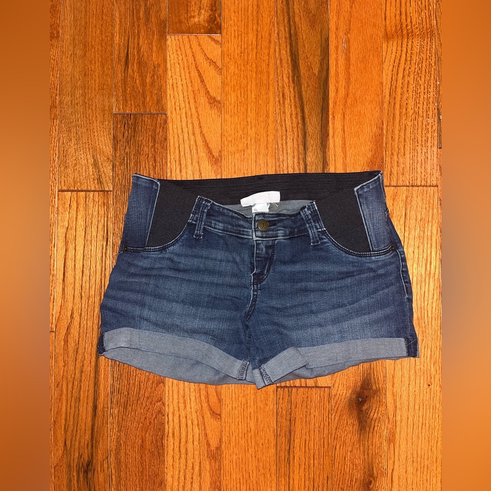 Isabel Maternity by Ingrid & Isabel Dark Blue Denim Maternity Jean Shorts